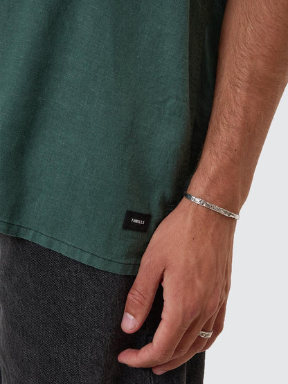 Hemp Minimal Thrills Contrast Stitch Bowling Shirt - Sea Pine