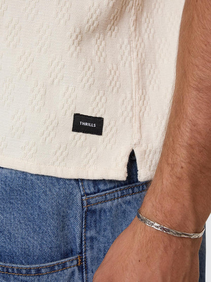 Vanished Cropped Short Bowling Shirt - Heritage White