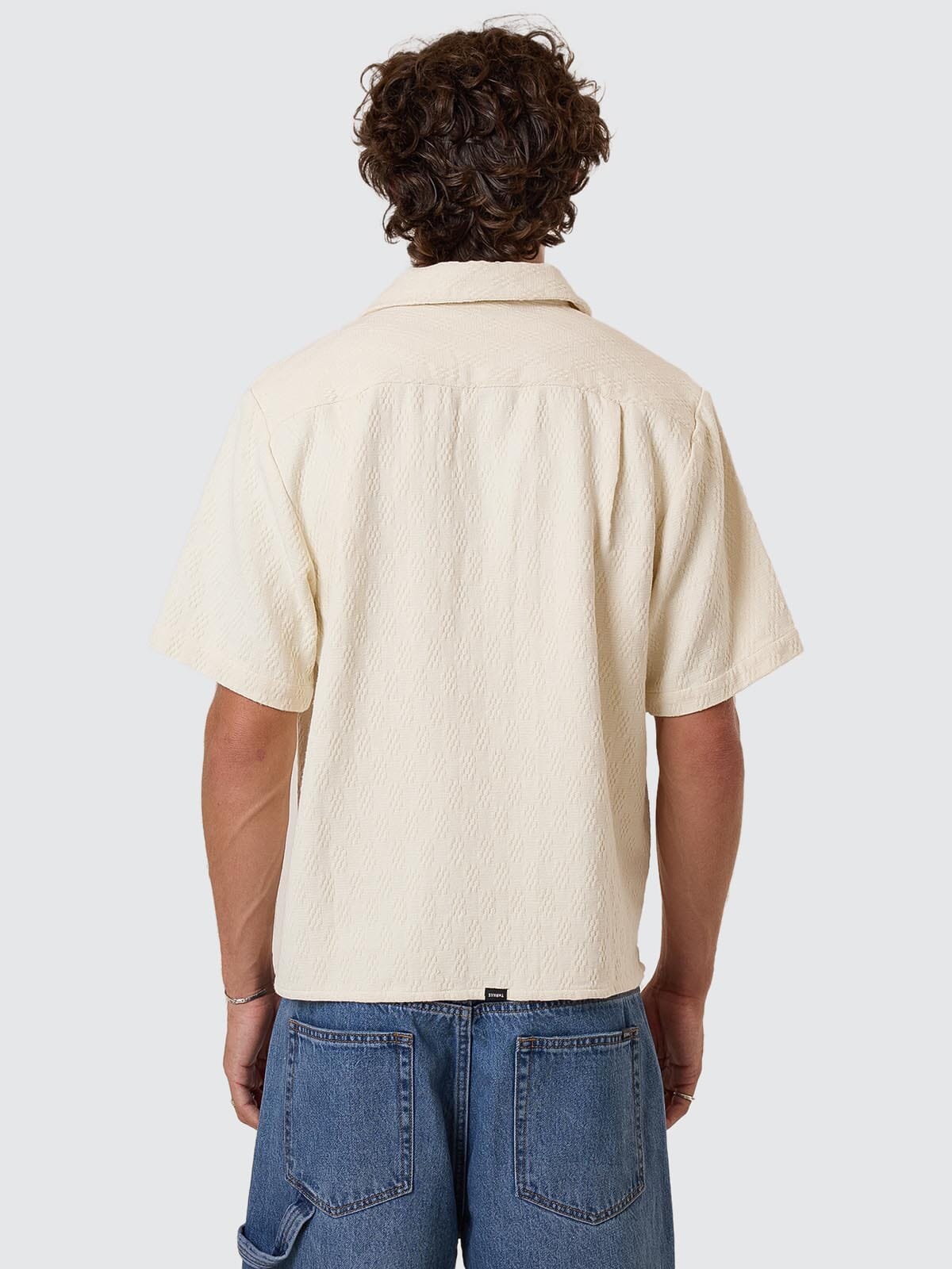 Vanished Cropped Short Bowling Shirt - Heritage White