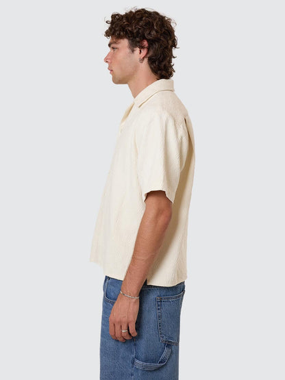 Vanished Cropped Short Bowling Shirt - Heritage White