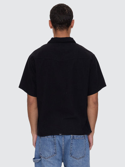 Appreciation Short Sleeve Cropped Work Shirt - Black