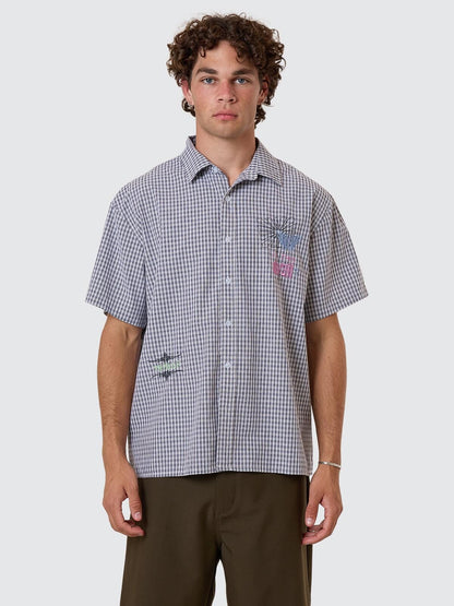 Transmission Short Sleeve Cropped Shirt - Navy