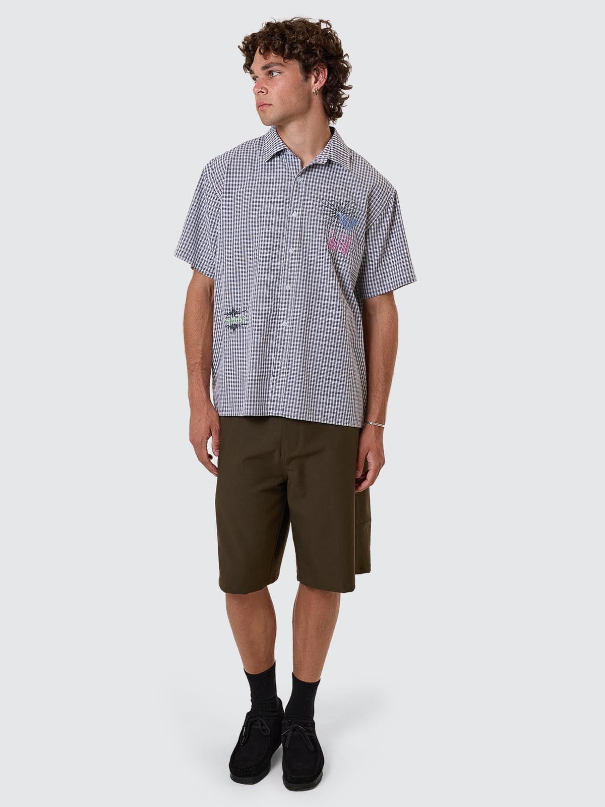 Transmission Short Sleeve Cropped Shirt - Navy