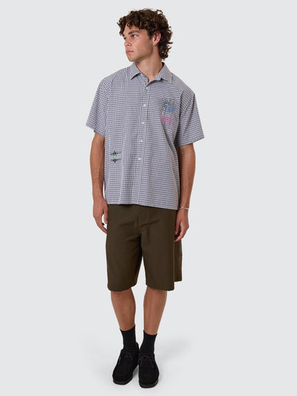 Transmission Short Sleeve Cropped Shirt - Navy