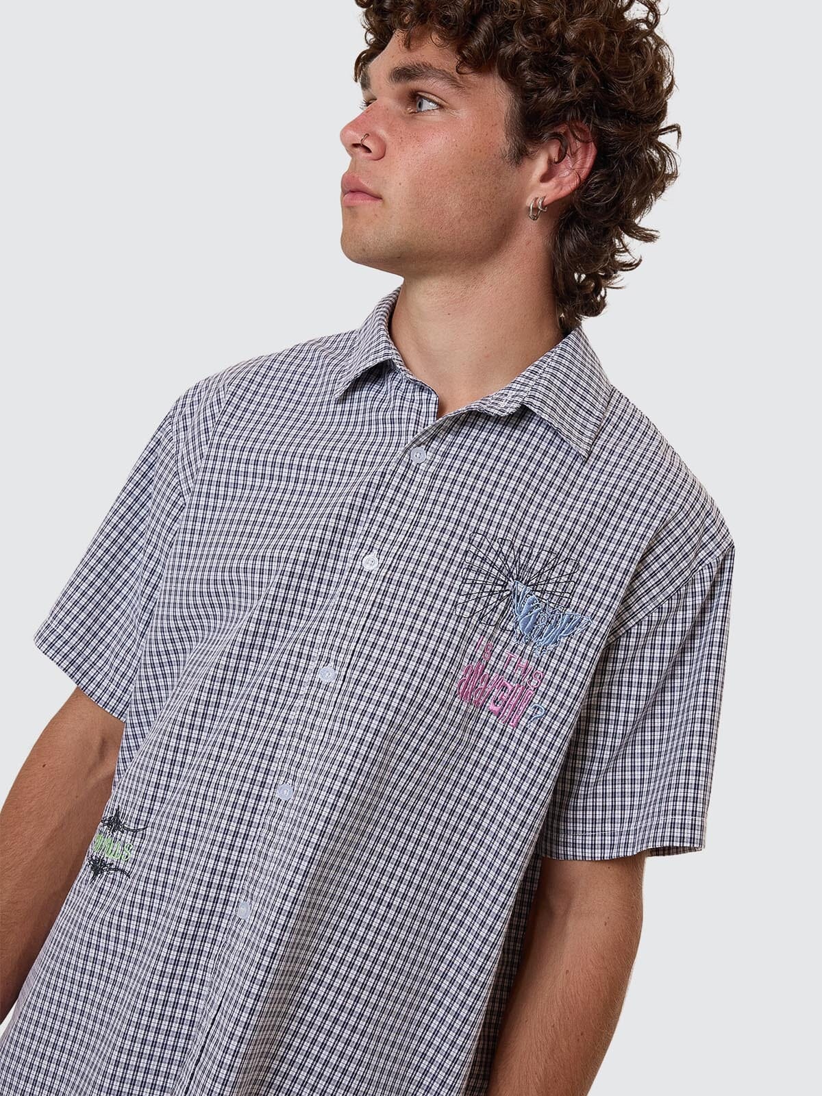 Transmission Short Sleeve Cropped Shirt - Navy