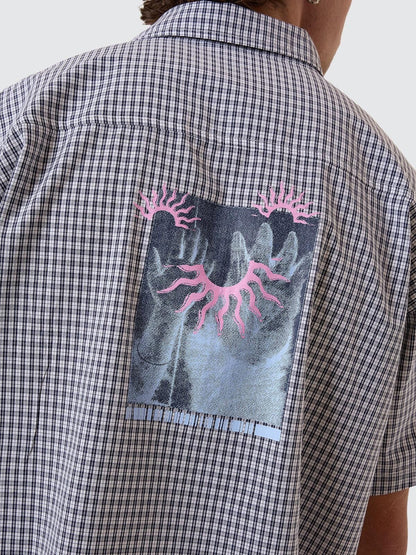 Transmission Short Sleeve Cropped Shirt - Navy
