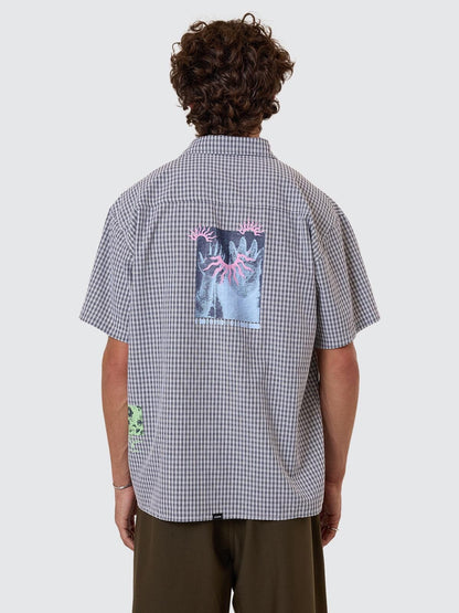 Transmission Short Sleeve Cropped Shirt - Navy
