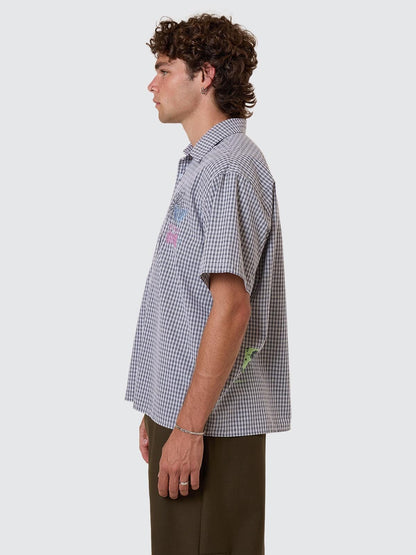 Transmission Short Sleeve Cropped Shirt - Navy