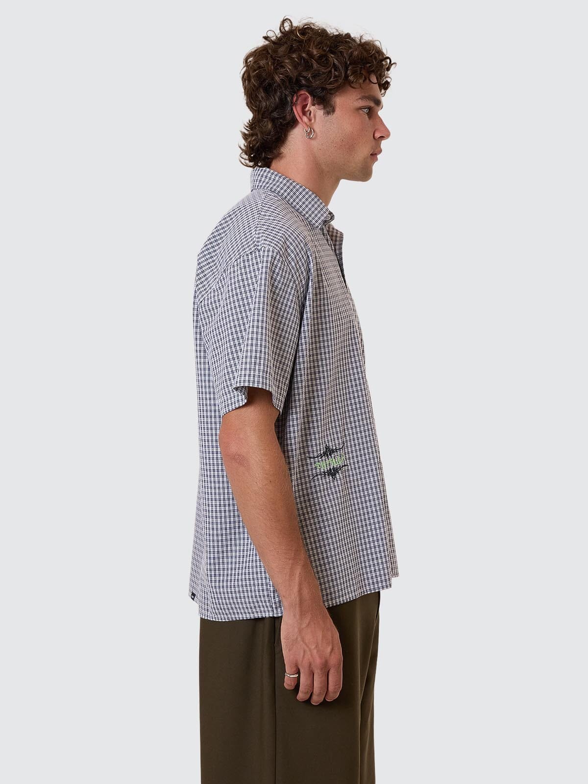 Transmission Short Sleeve Cropped Shirt - Navy