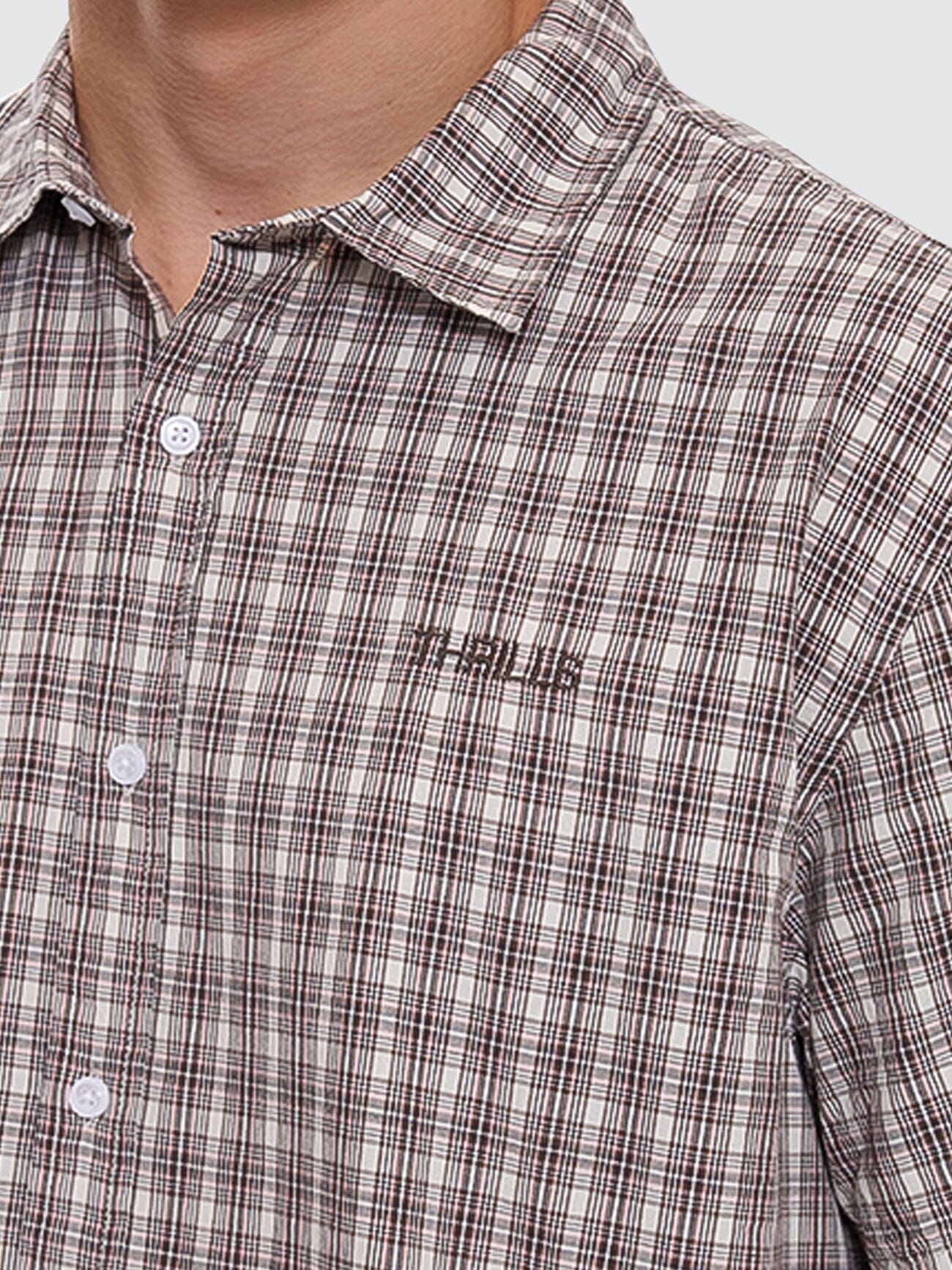 Adorned Check Cropped Short Sleeve Shirt - Java