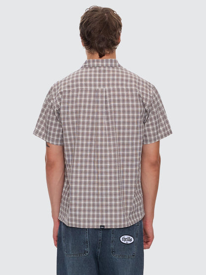 Adorned Check Cropped Short Sleeve Shirt - Java