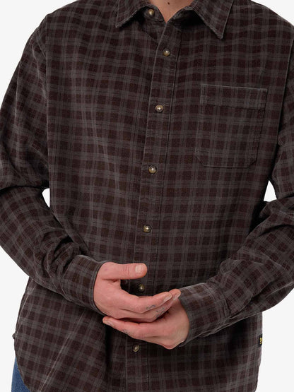 Thrills Union Cord Check Long Sleeve Shirt - Charcoal Rose